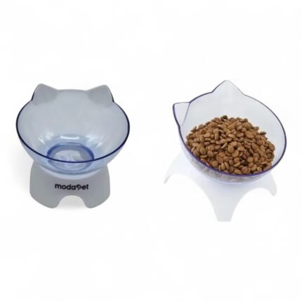 comedero en altura con forma de gatito