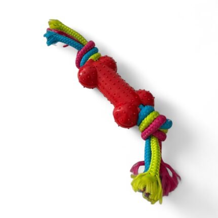 juguete mordillo hueso con soga